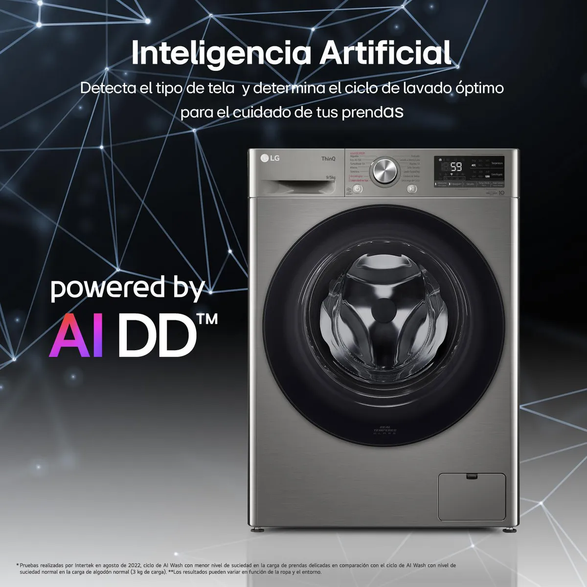 LG - Lavaseca WD9PVC4S6 9/5 KG AI DD Inteligencia Artificial Carga Frontal Gris LG