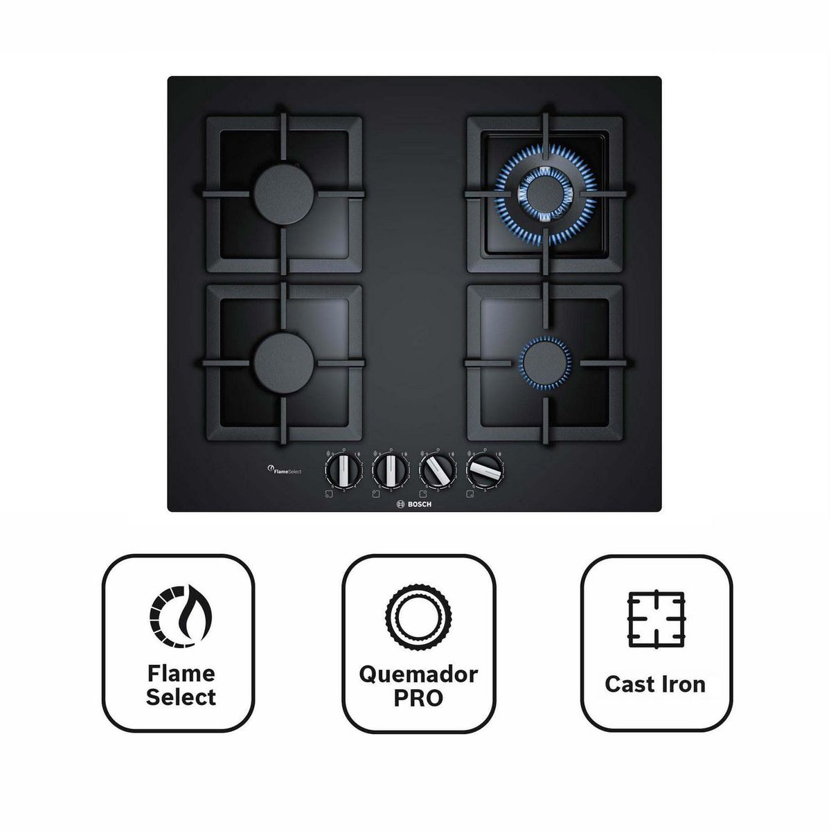 BOSCH - Cocina empotrable Gas Bosch PPH6A6B20 X4 Quemadores