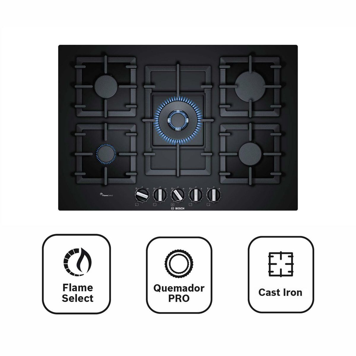 BOSCH - Cocina empotrable Gas Bosch PPQ7A6B90 X5 Quemadores