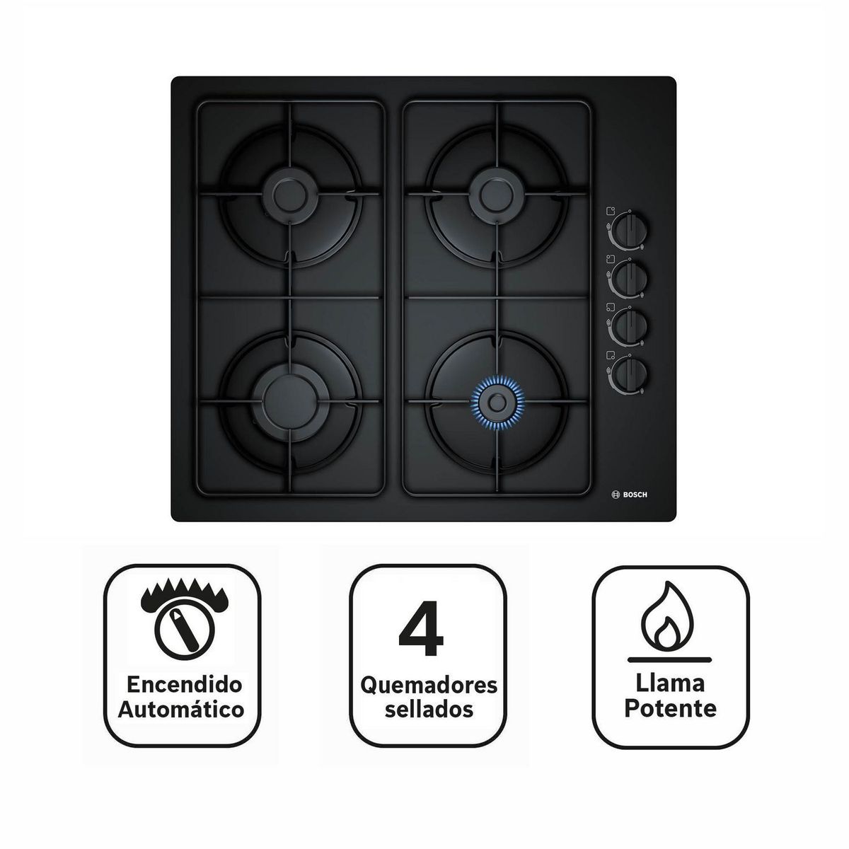 BOSCH - Cocina empotrable Gas Bosch POP6B6B80 X4 Quemadores
