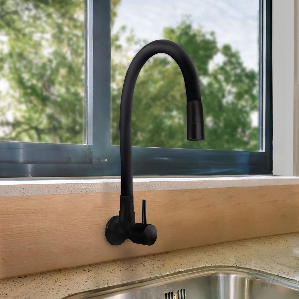 VAINSA - Llave de Lavadero a la Pared con Pico Flexible Bali