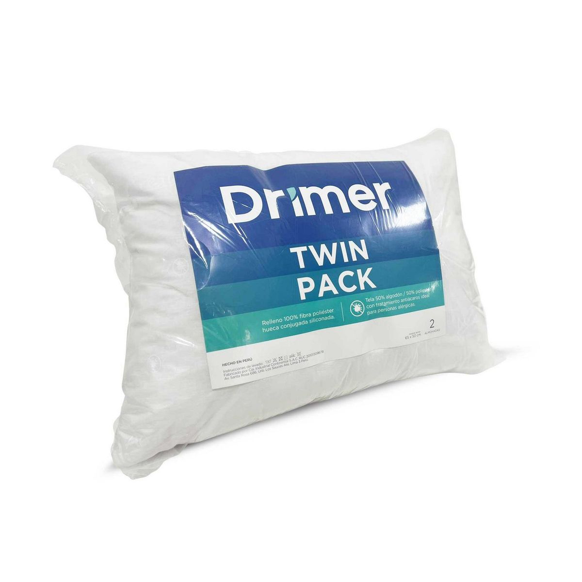 DRIMER - Almohada Drimer Twin Pack Antiácaros