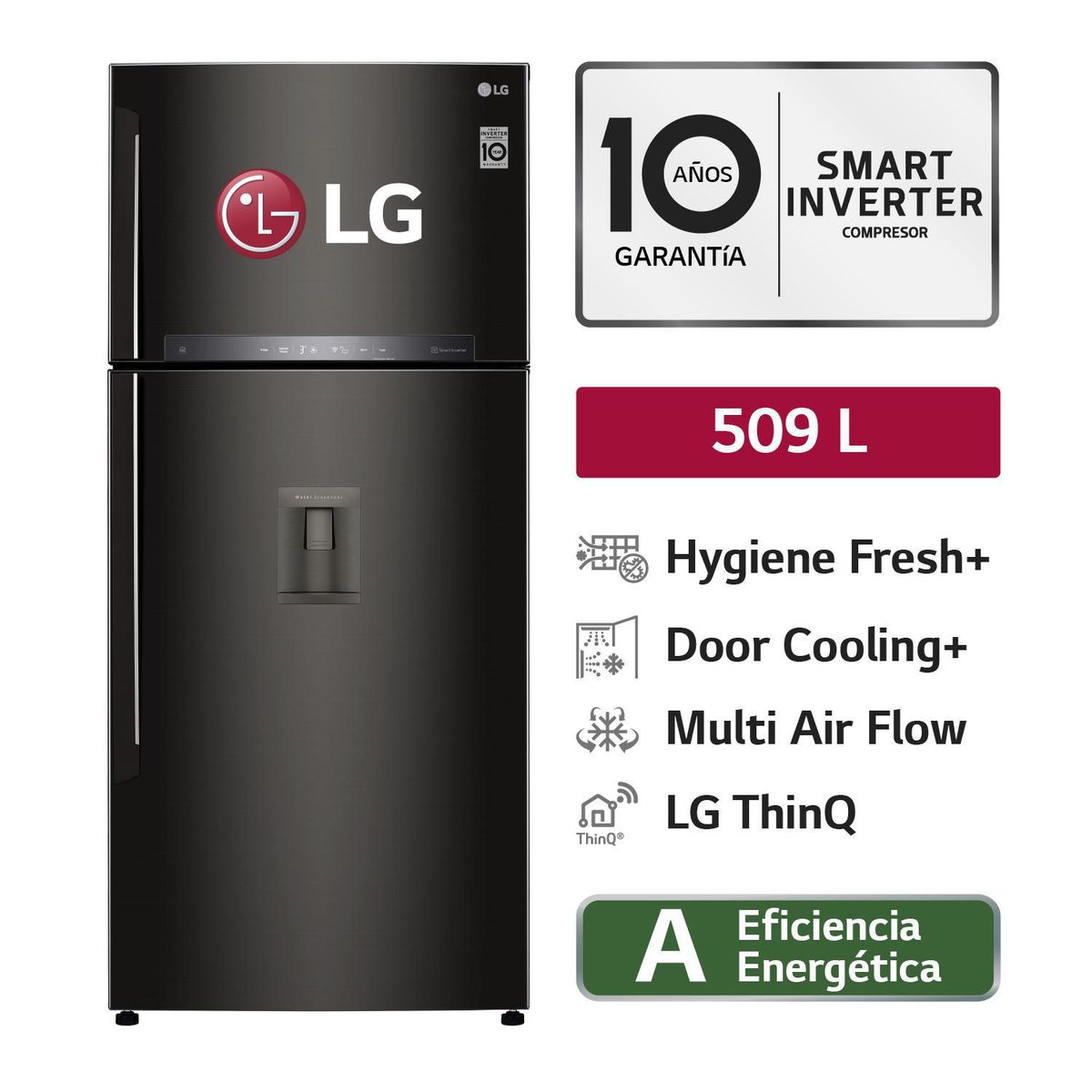 LG - Refrigeradora Lg Top Freezer 509 Litros GT51SGD