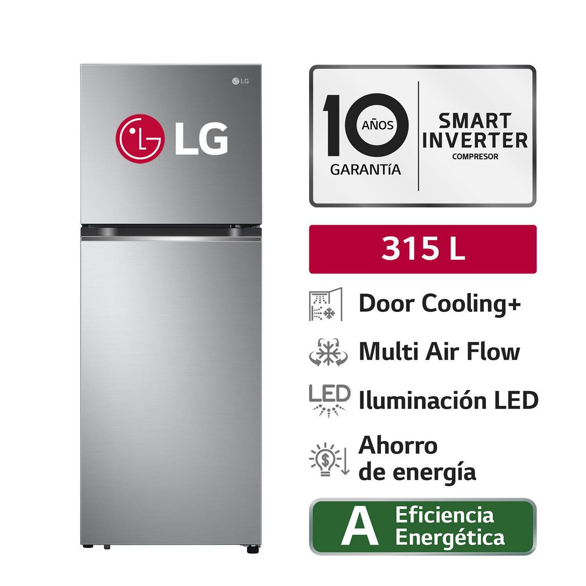 LG - Refrigeradora GT31BPP 315L Door Cooling Top Freezer Plateada LG