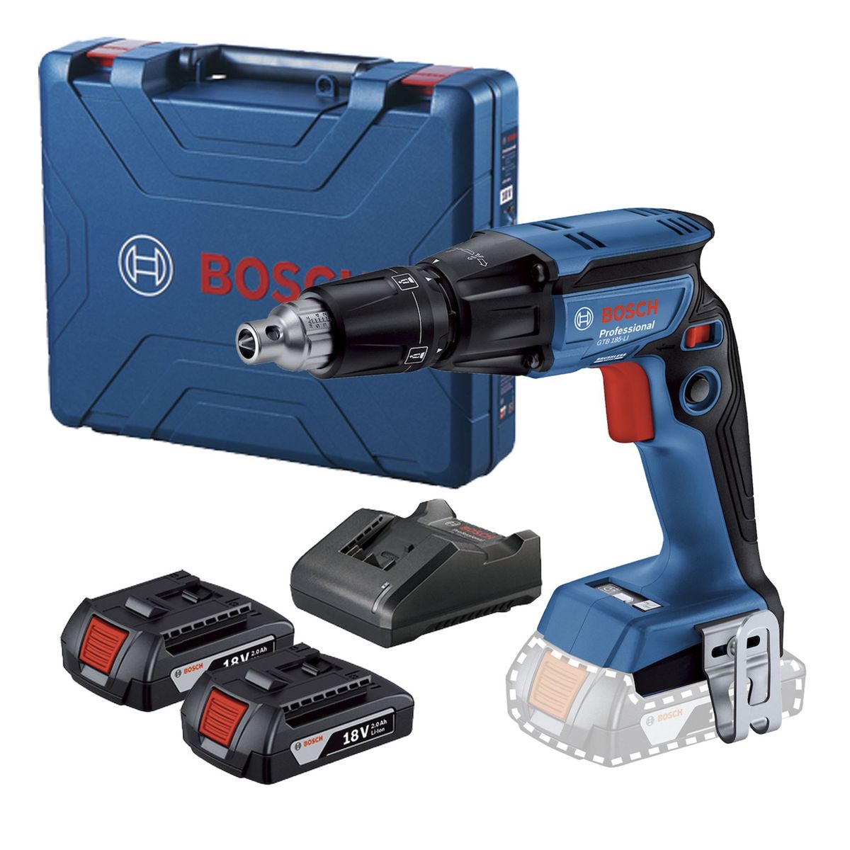 BOSCH - Atornillador Inalámbrico 18V GTB 185-LI + Cargador + 2 Baterías Bosch
