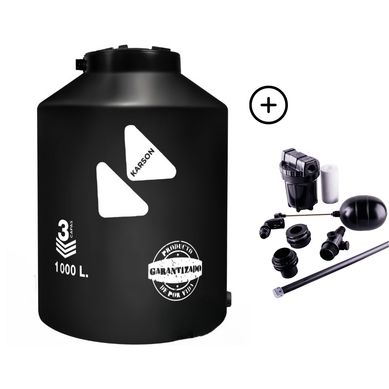Tanque de agua Negro Karson 1000 L + Accesorios
