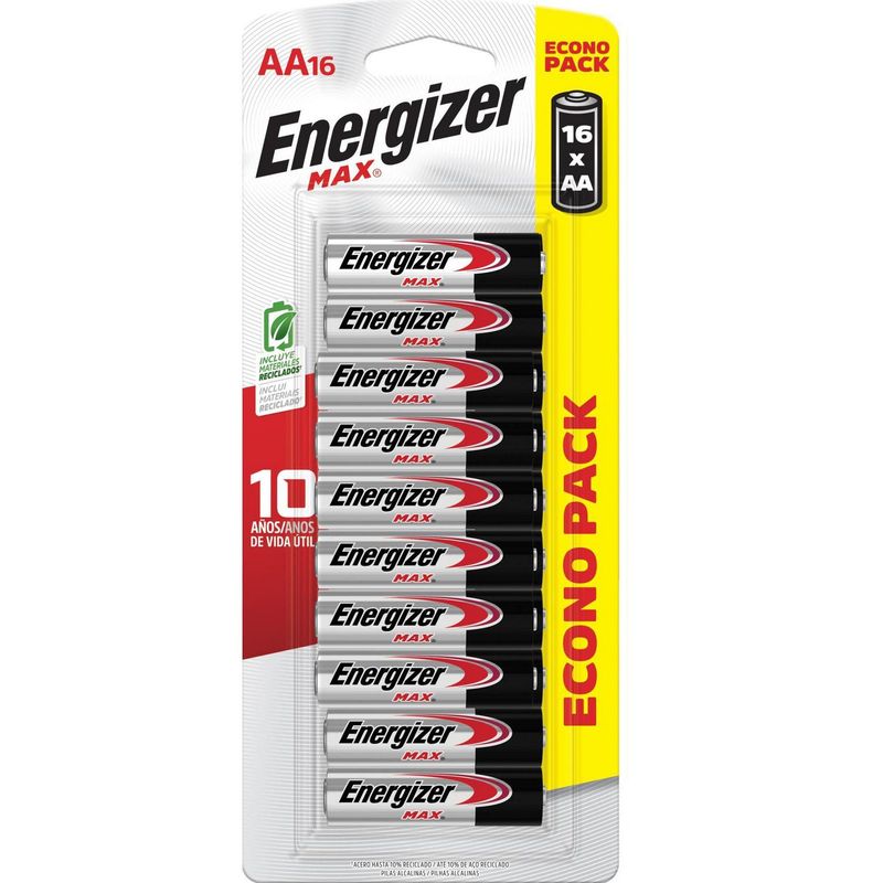 ENERGIZER - Pack de 16 pilas alcalinas AA 1.5V Energizer