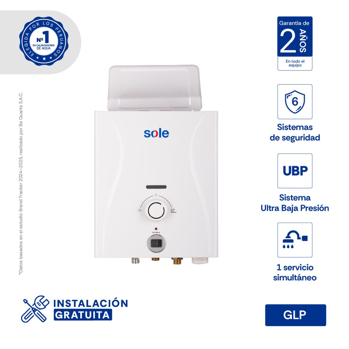 Terma a Gas GLP Sole Control Total 5.5 LT con Accesorios, marca Sole - Foto Principal