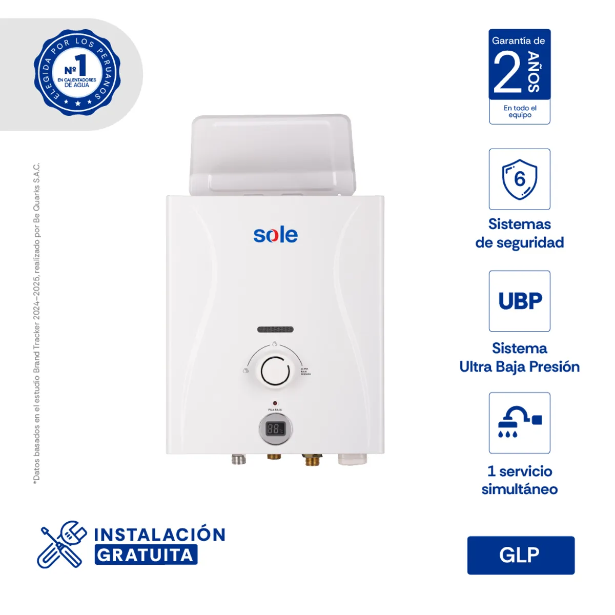 Terma a Gas GLP Sole Control Total 5.5 LT con Accesorios, marca Sole - Foto Principal
