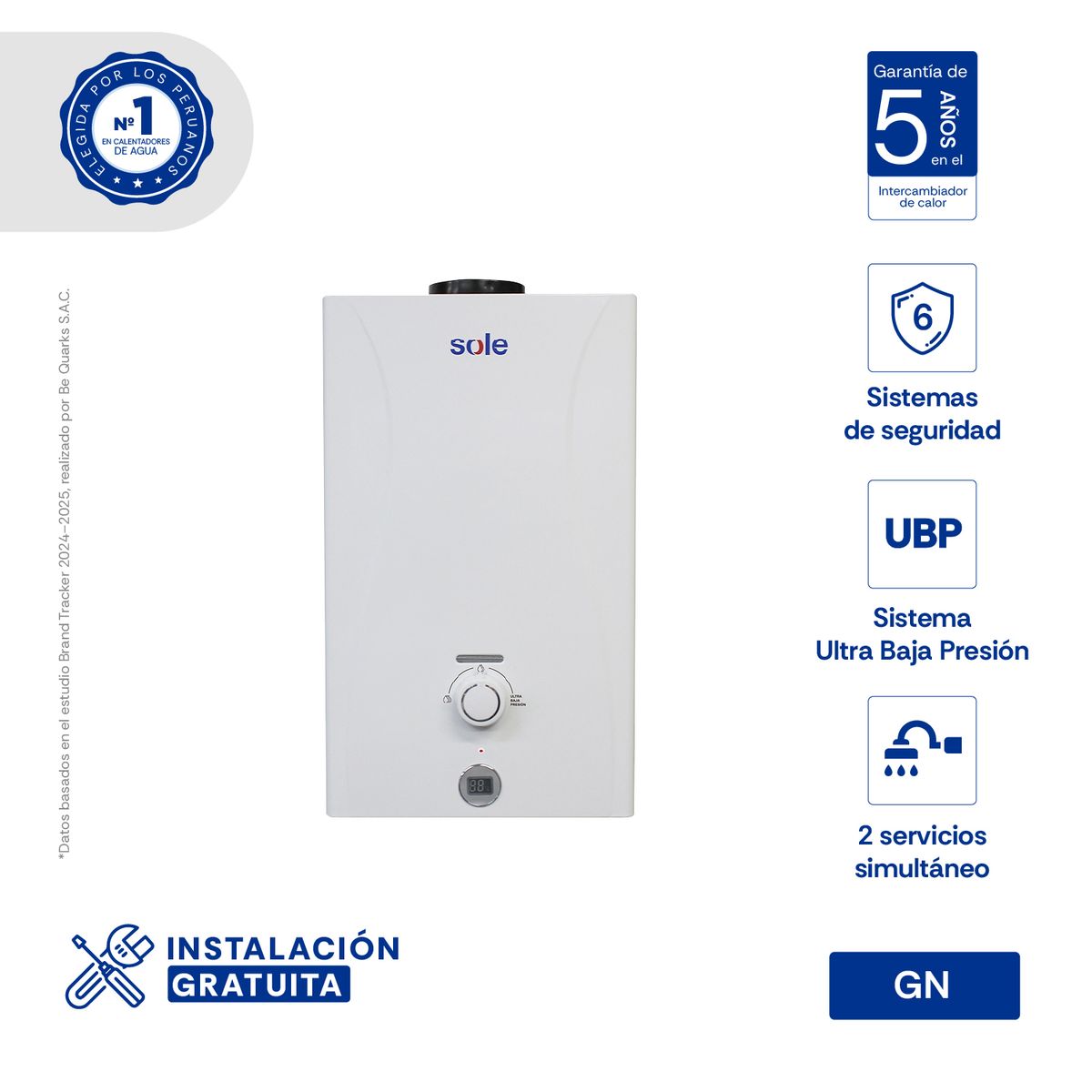 Terma a Gas GN Sole Control Total 10 LT con Accesorios, marca Sole - Foto Principal