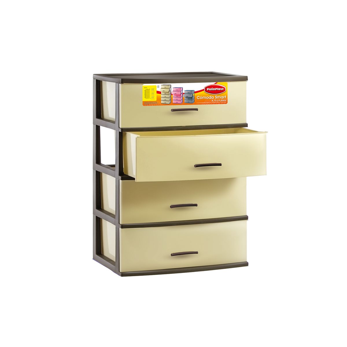 POLINPLAST - Cómoda Smart Plástica 4 Cajones Surtido