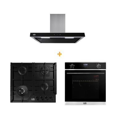 Combo Sole Encimera a Gas 58cm SOLCO066 + Campana Decorativa 90cm TURE90CO + Horno a Gas 70 Lt SOLHO018