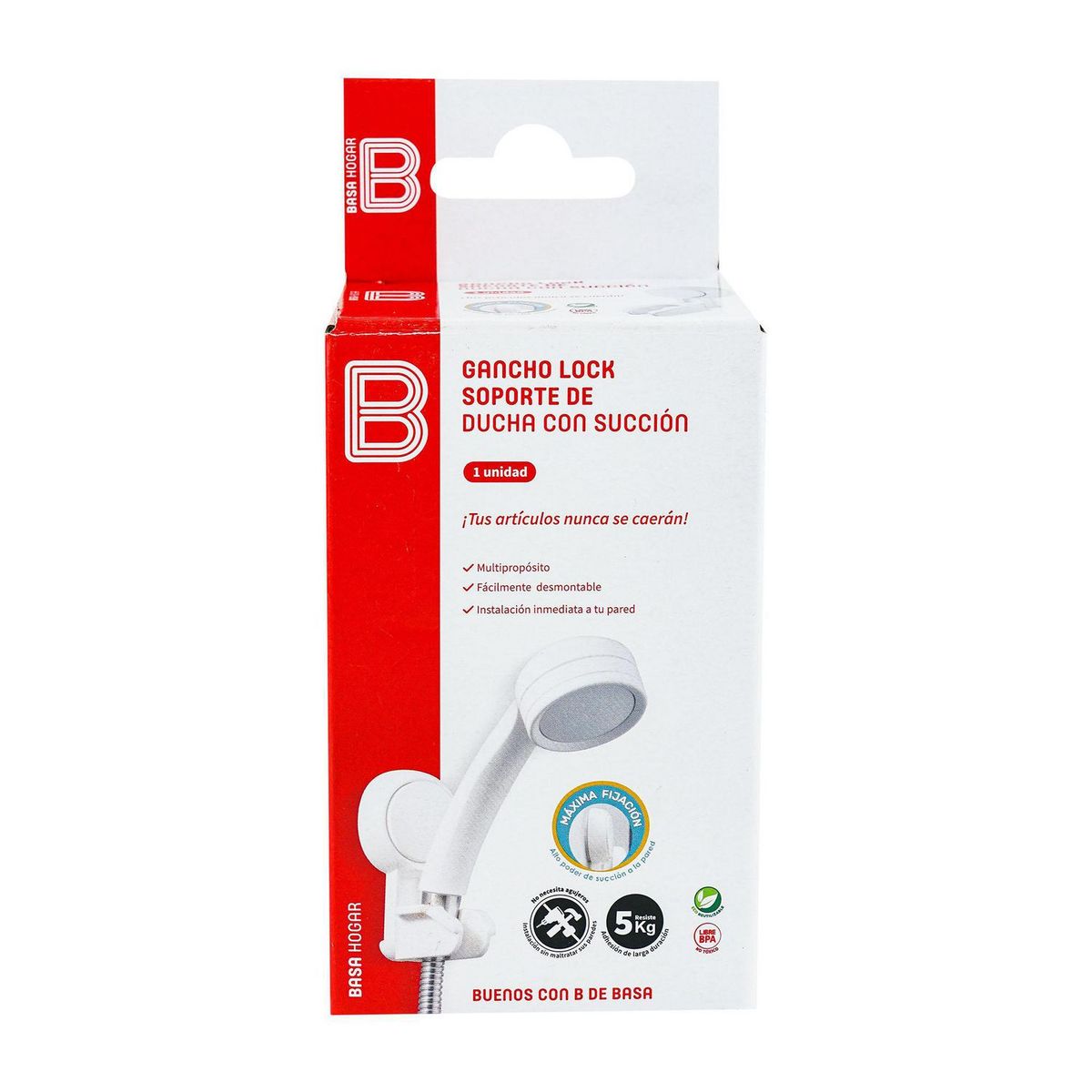 BASA - Gancho Lock Soporte de Ducha con Succión