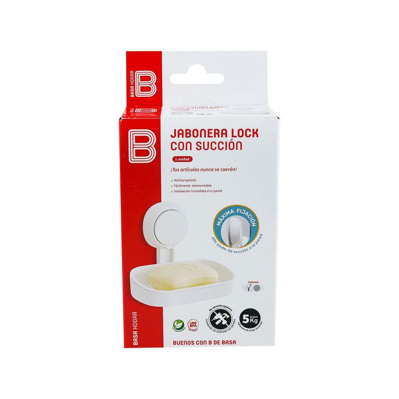 BASA - Jabonera Lock con Succión Blanco