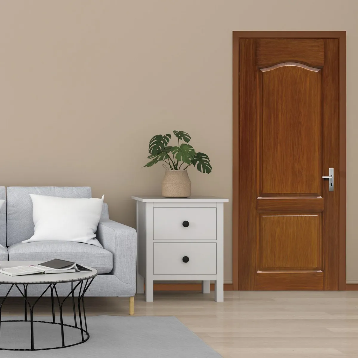 DIMFER - Puerta Interior Combo (Marco+Bisagras) Milano Sapelli AS 85x210cm Madera