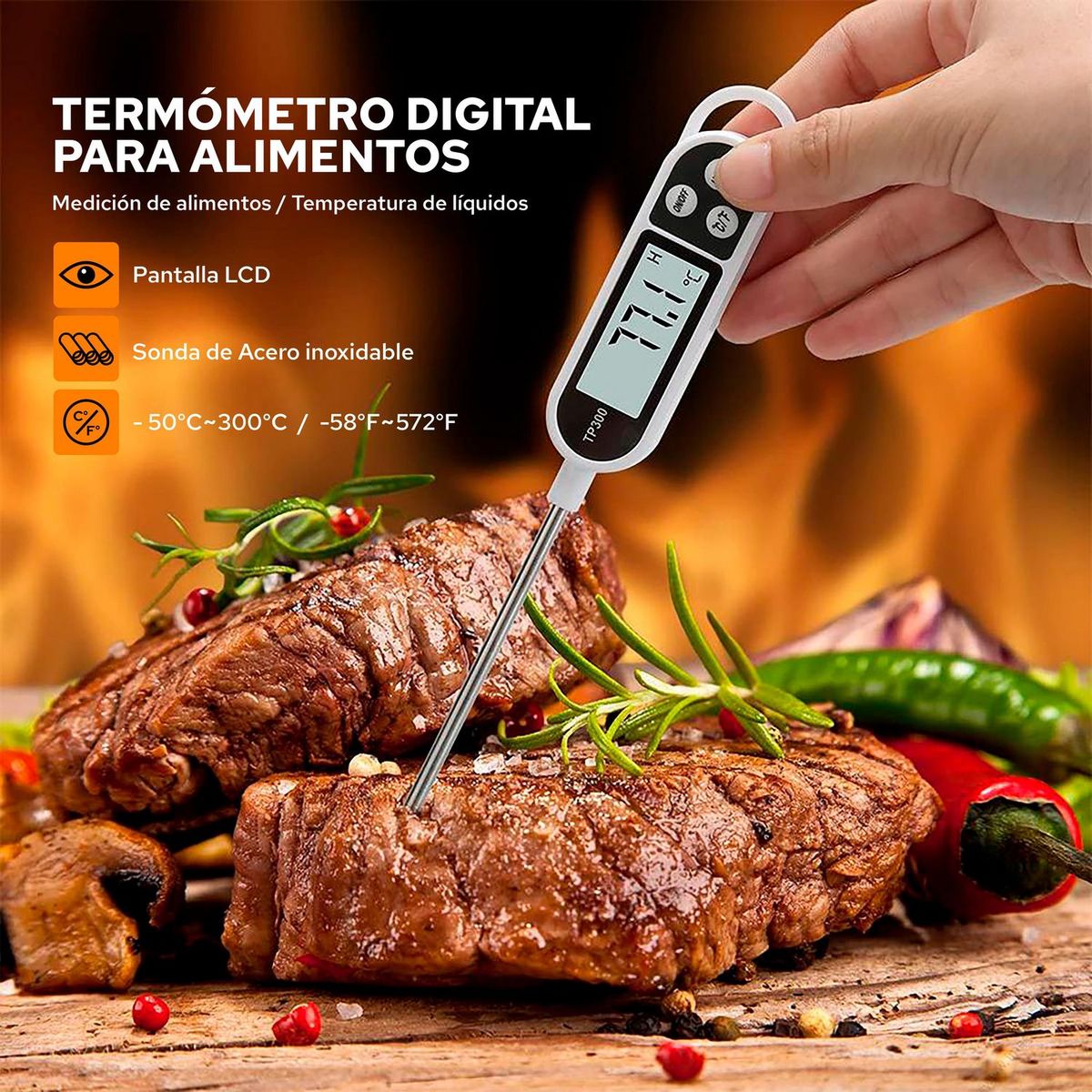 BBQ MASTER - Termómetro Digital de Parrilla