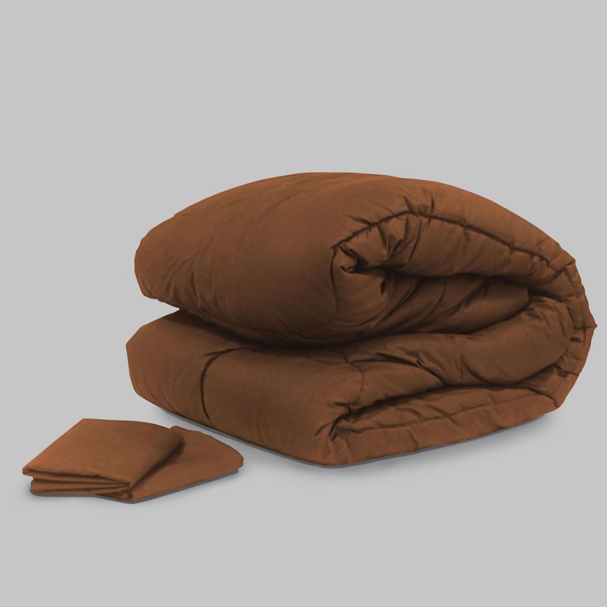 GENERICO - Edredón Damasco Queen Marrón/Beige