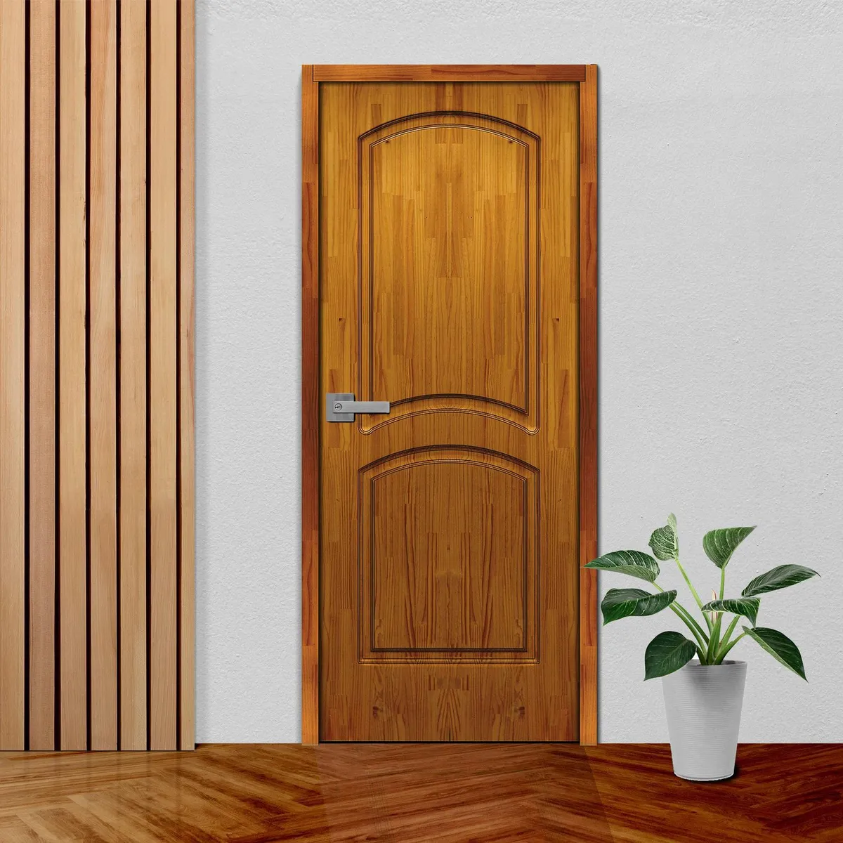 ARES - Puerta de madera Principal Amelia Solida Alistonada Pino 40X950X2070Mm Embolsado