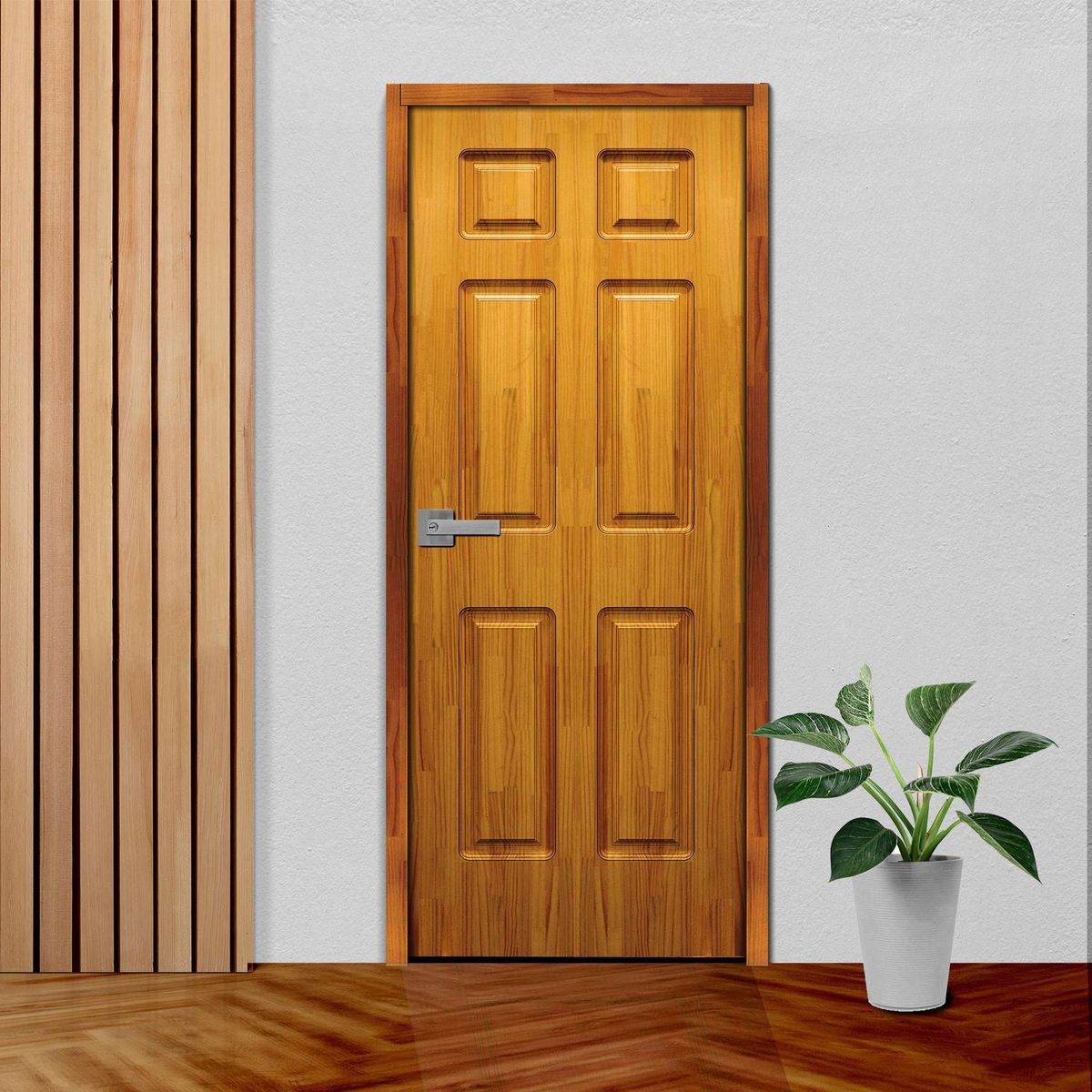 ARES - Puerta de madera Principal Valentina Solida Alistonada Pino 40X950X2070Mm Embolsado