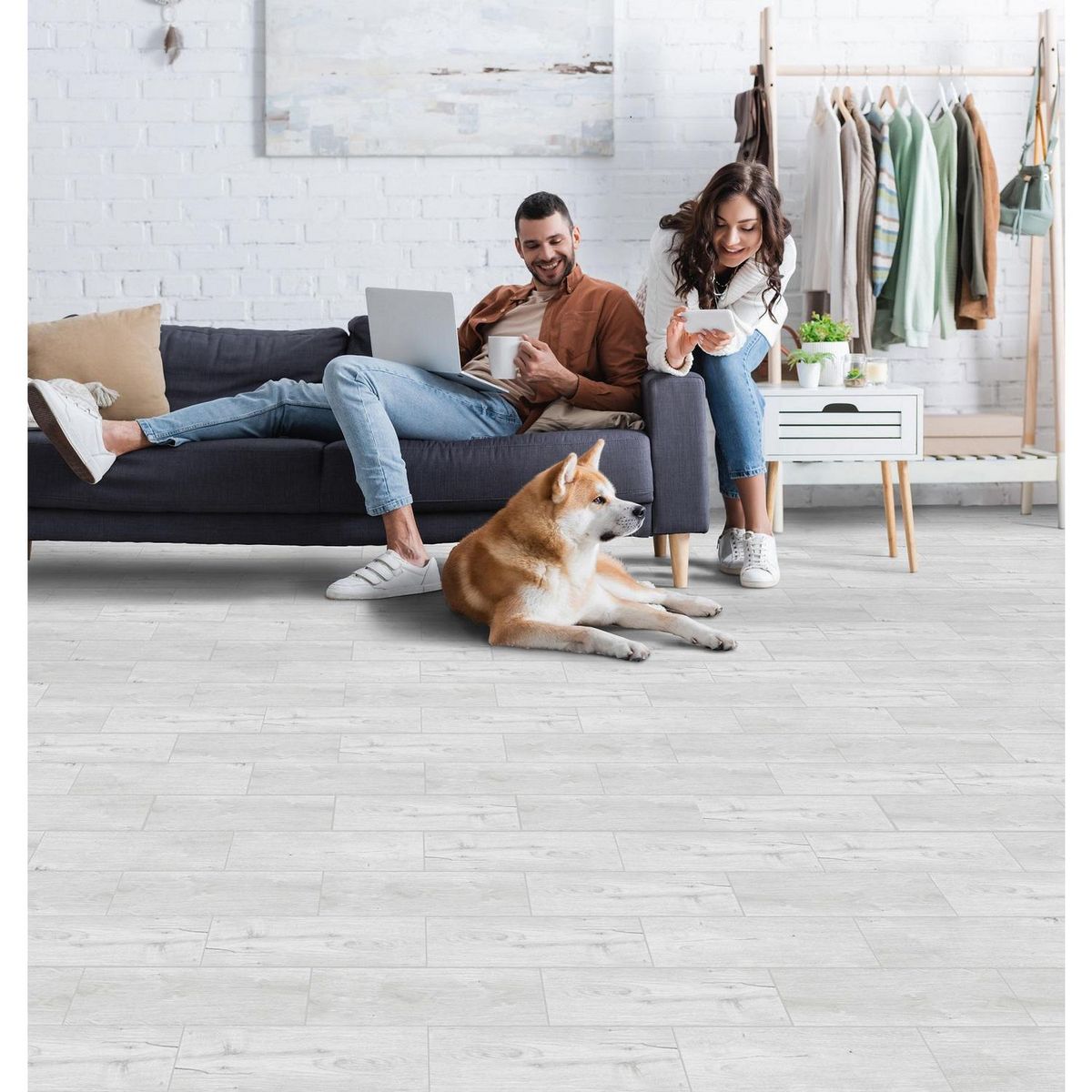 SAN LORENZO - Cerámica Blanco 20x60 Maderadas Mate 1.61 m2