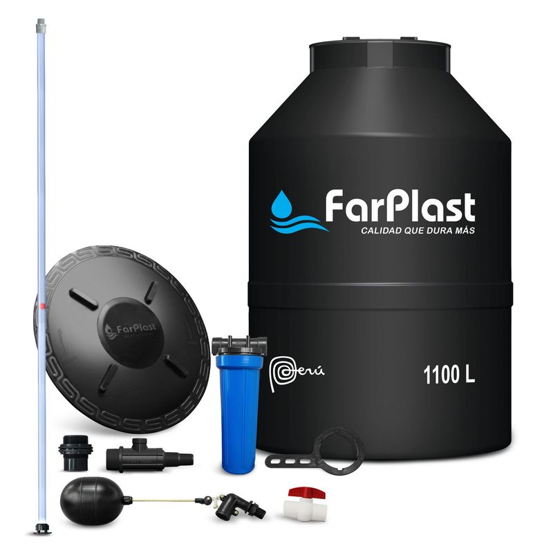 FARPLAST - Tanque de agua Negro Fas 1100 L