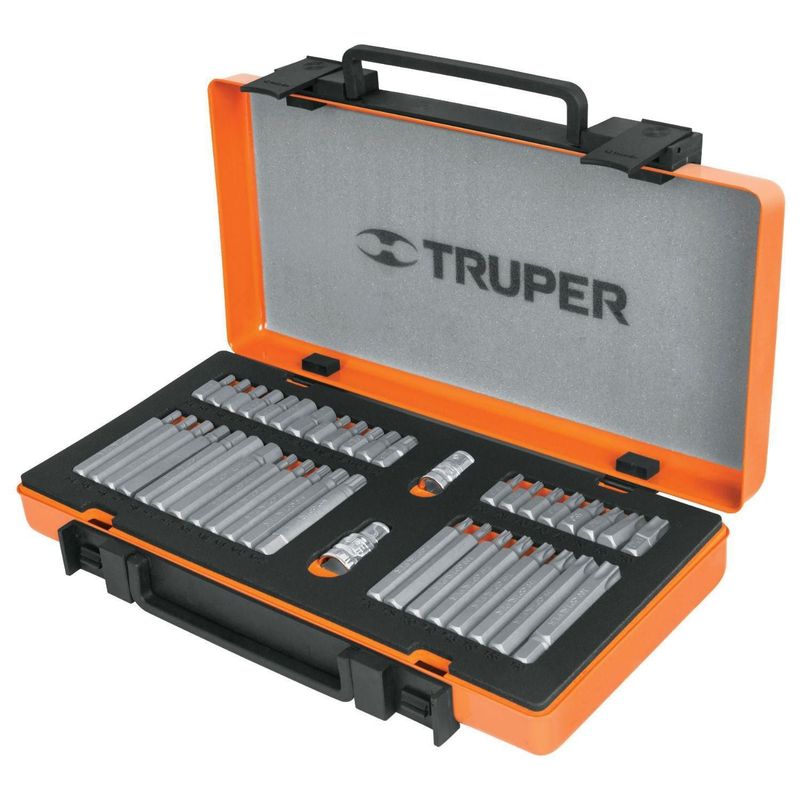 TRUPER - Juego de Puntas 42 Piezas 1/2" y 3/8" de 75 y 30 mm Truper
