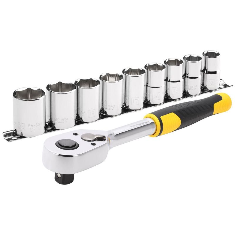 STANLEY - Ratchet de 72 dientes y juego de dados Stanley