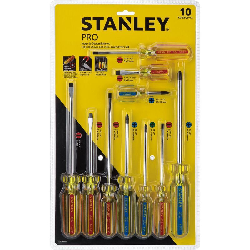 STANLEY - Juego de 10 Destornilladores Pro