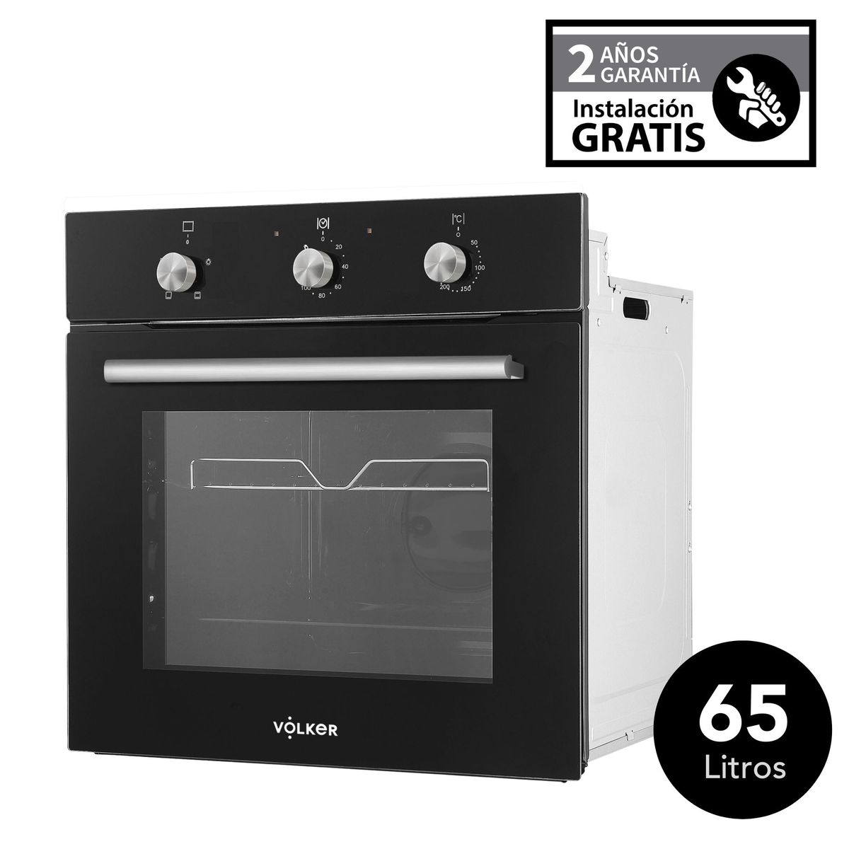 VOLKER - Horno Empotrable Volker Eléctrico 65 Lt MEM65 Negro