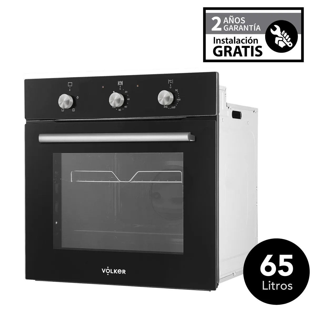 VOLKER - Horno Empotrable Volker Eléctrico 65 Lt MEM65 Negro