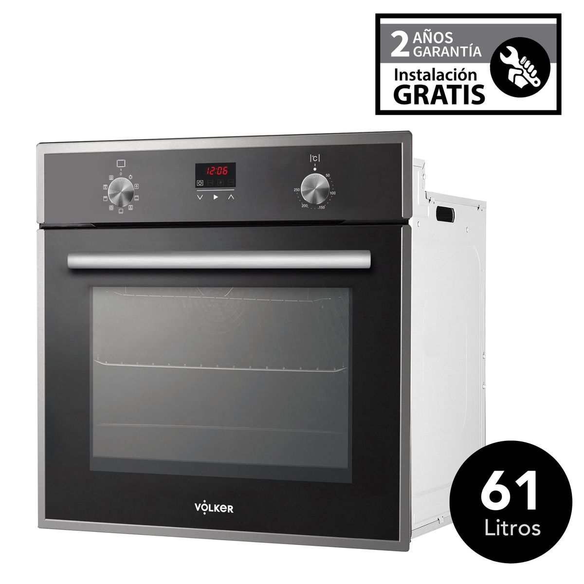 VOLKER - Horno Empotrable Volker Eléctrico 65 Lt MEM619 Negro