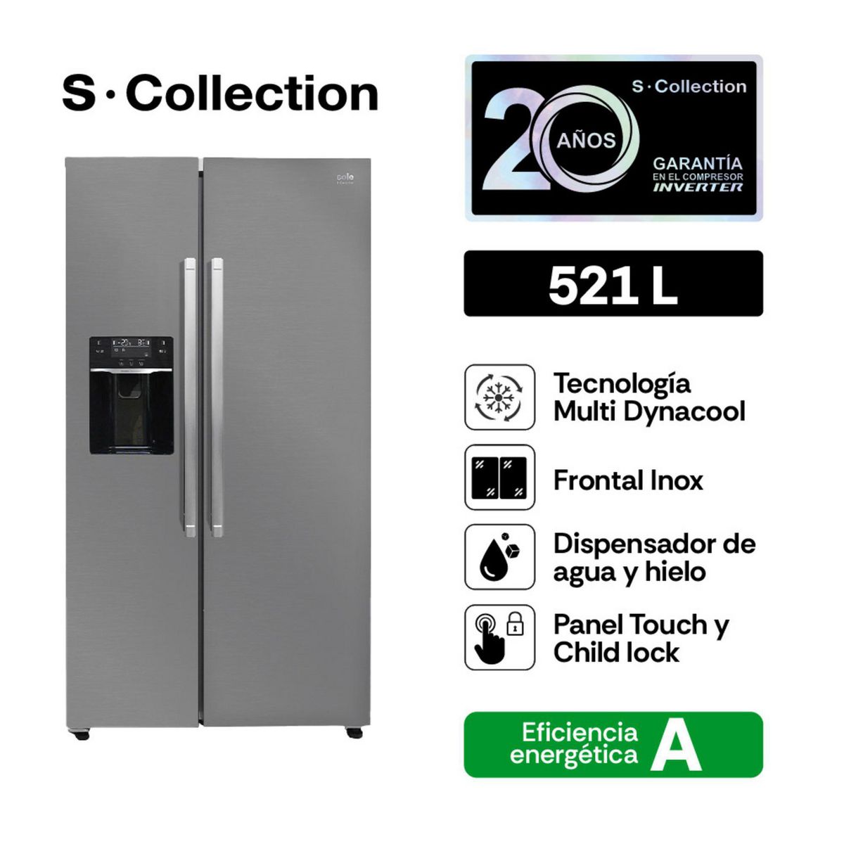 SCOLLECTION - Refrigeradora Sole Solref513Inox 513 L
