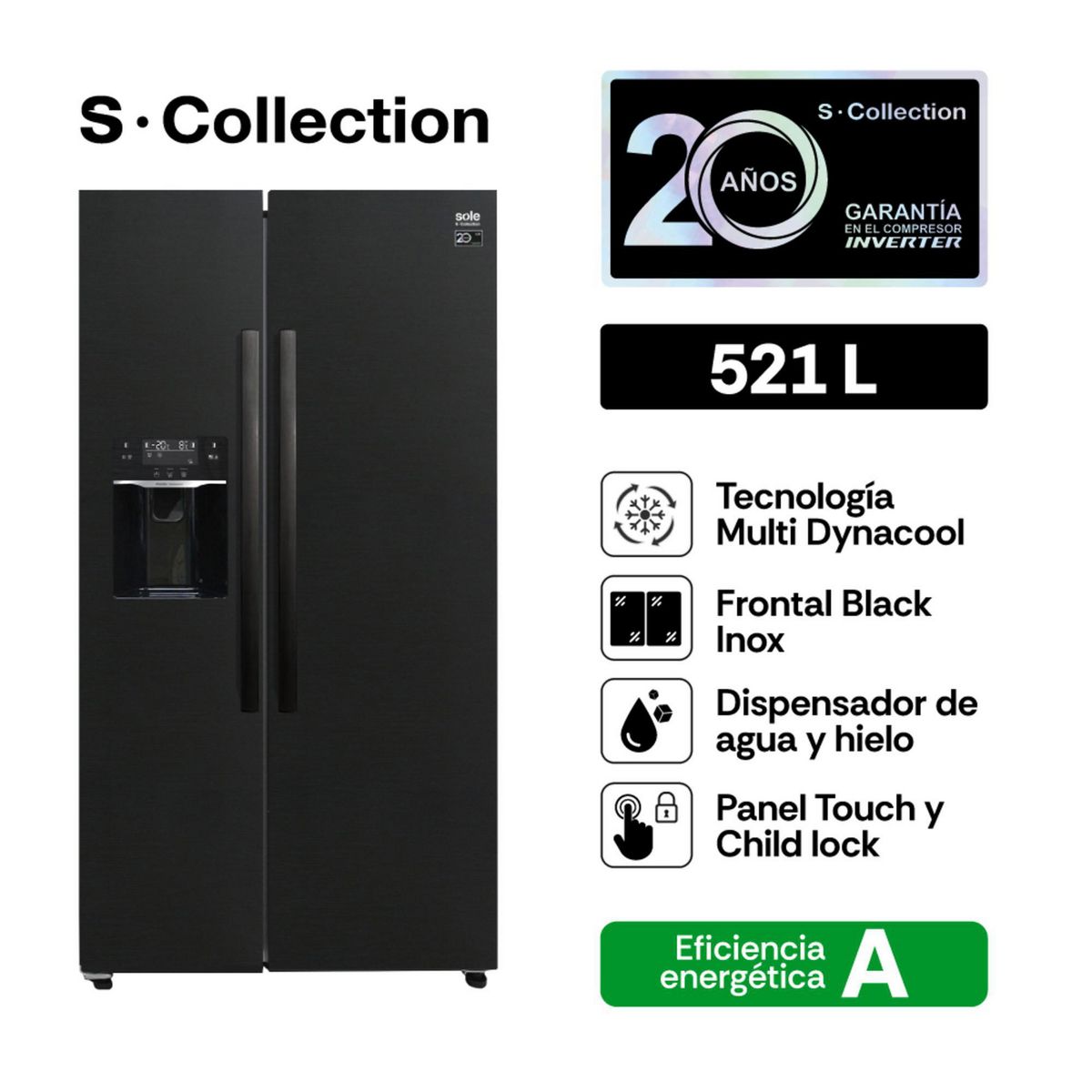SCOLLECTION - Refrigeradora Sole Solref513Blkin 513 L