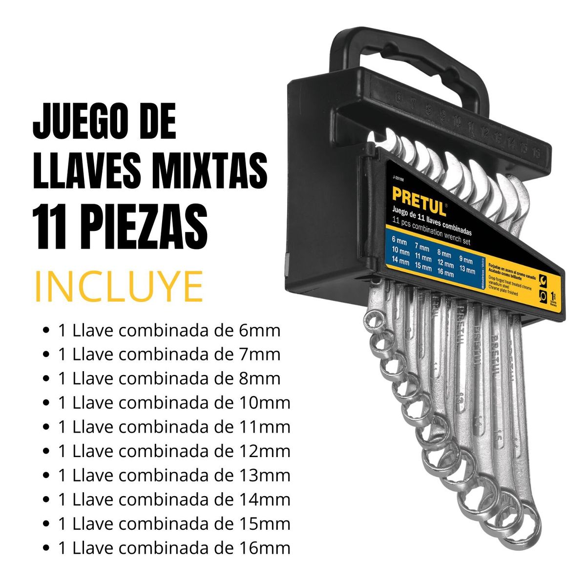  - Juego de Llaves Combinadas 11 Piezas Pretul