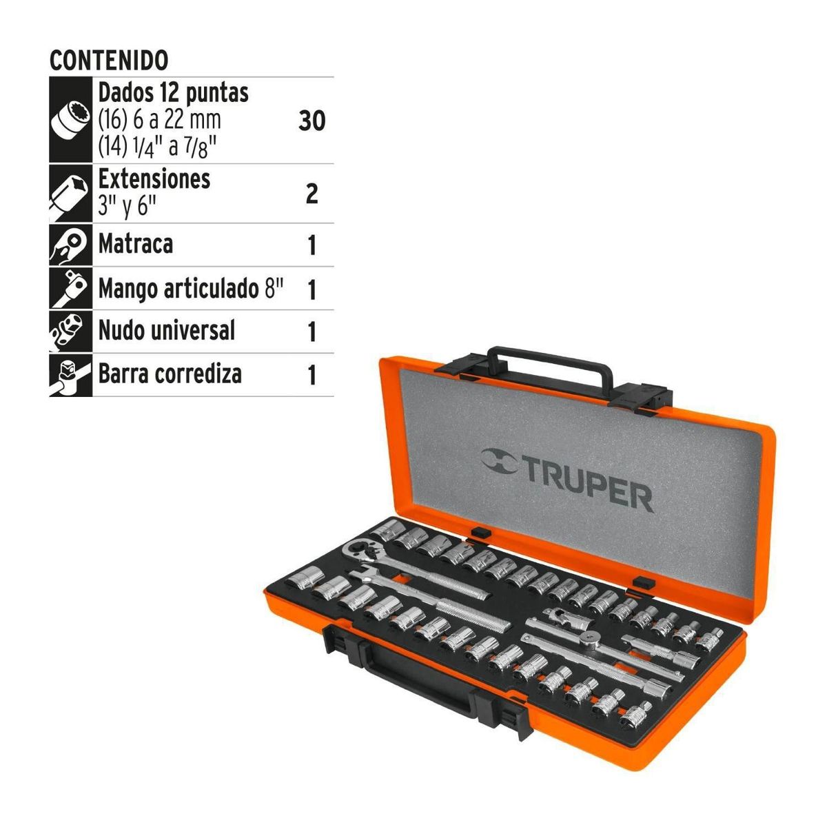 TRUPER - Set de Herramientas Mecánicas Truper 36 Piezas 3/8"