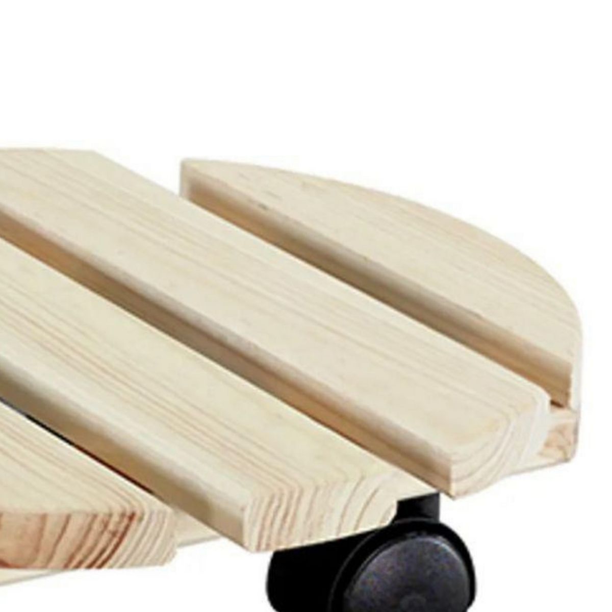 GENERICO - Portamacetero de Madera Circular con Ruedas 30x8cm Beige