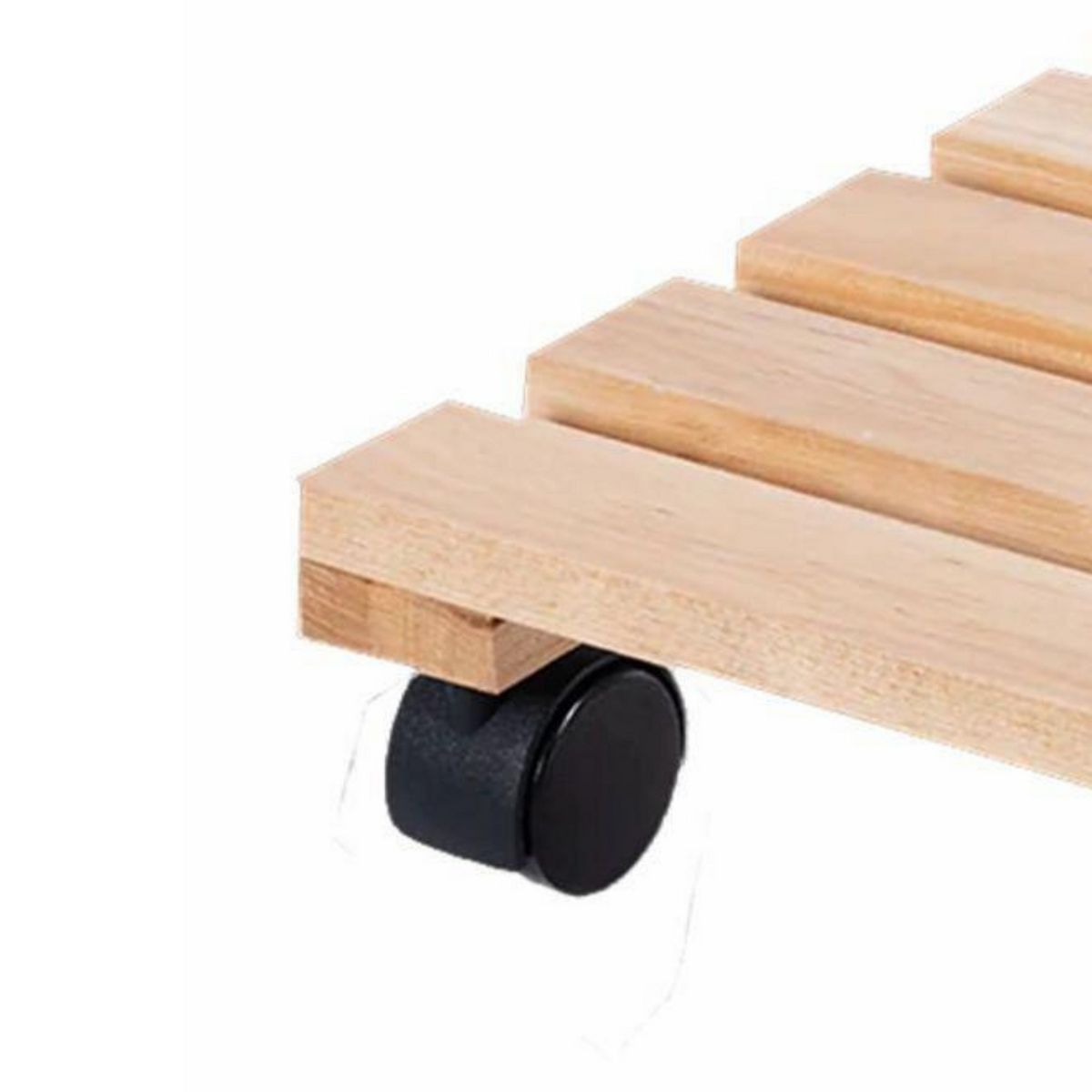 GENERICO - Portamacetero de Madera Cuadrado con Ruedas 30x8cm Beige