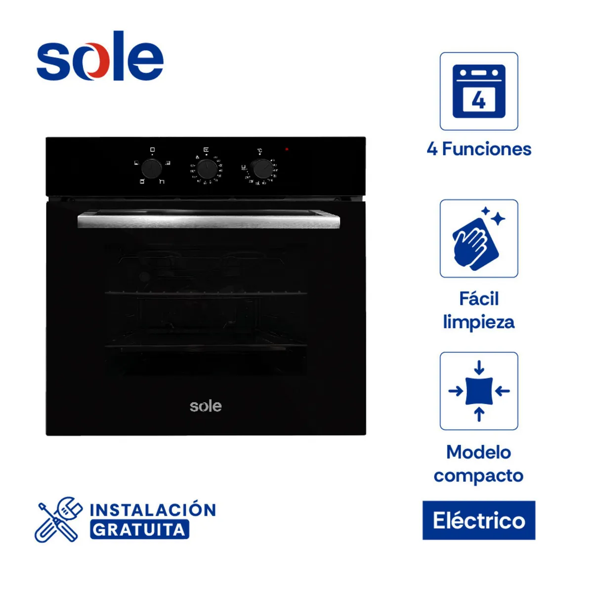 SOLE - Horno Empotrable Eléctrico 57L Sole SOLHO013V2 Negro