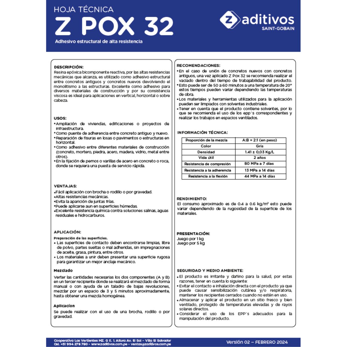  - Puente de Adherencia para Concreto Z Pox 32 x Kg