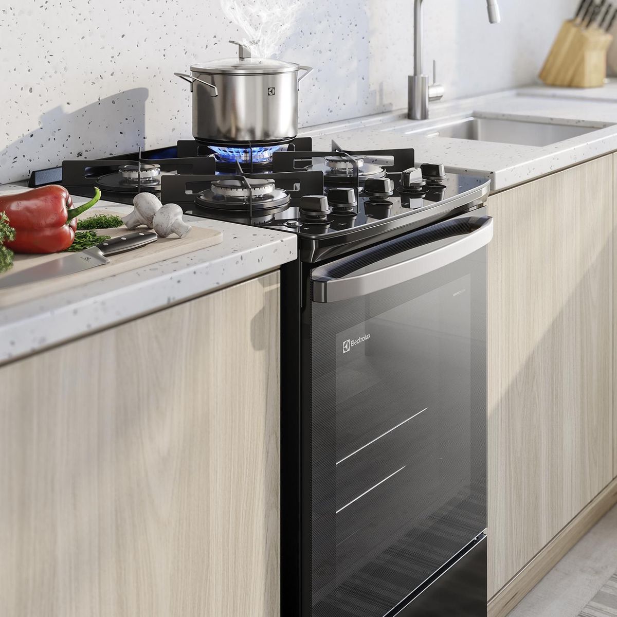 ELECTROLUX - Cocina Electrolux a Gas 4 Hornillas FE4GP Negro