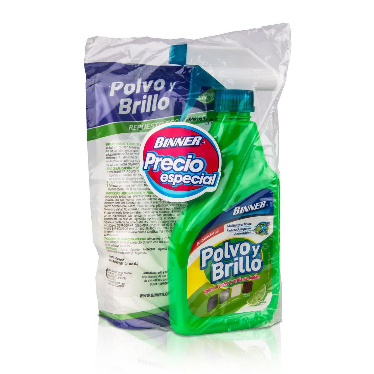 BINNER - Limpiador antibacterial Antipolvo y Brillo 300ML