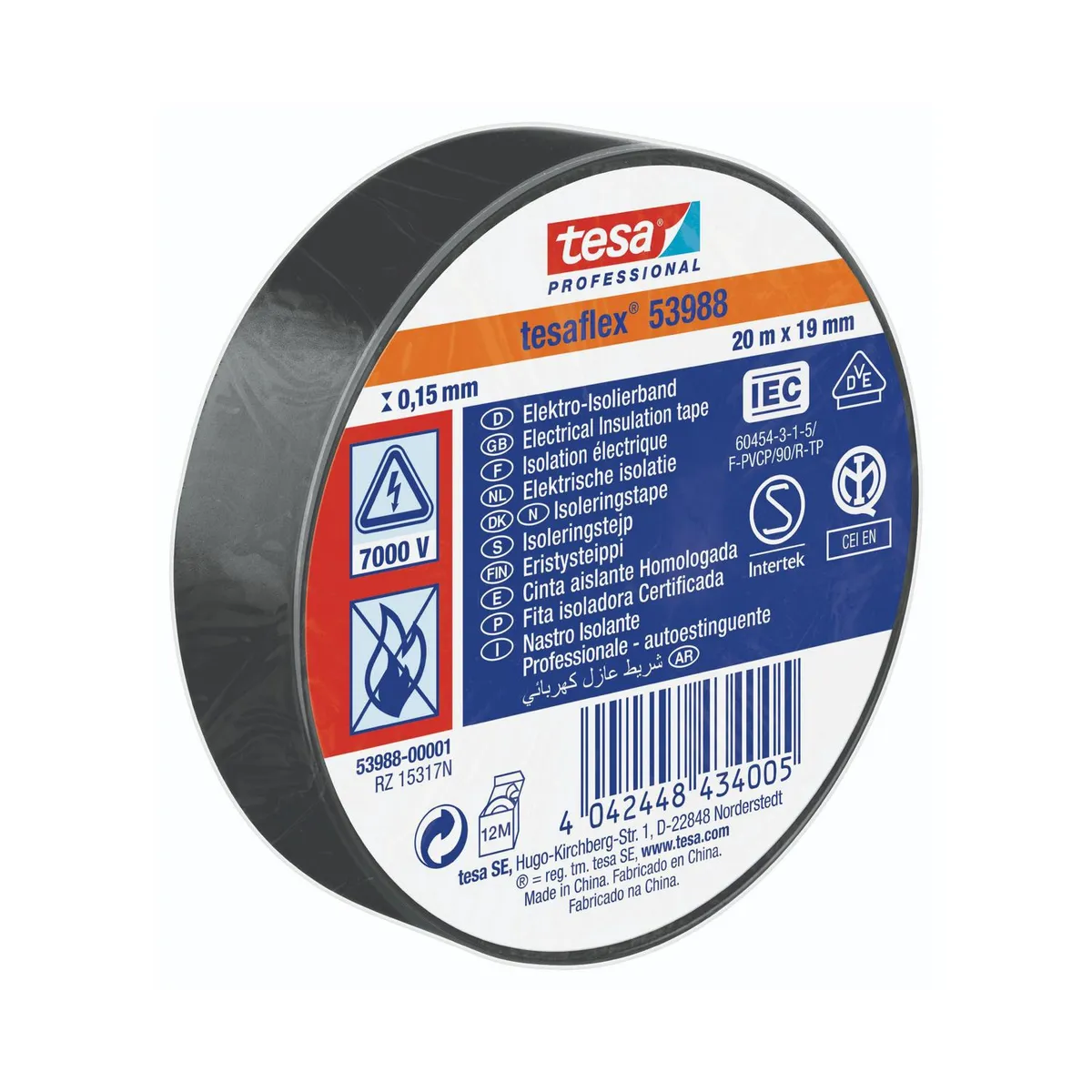 TESA - Cinta Aislante Tesaflex 20mx19mm Negro