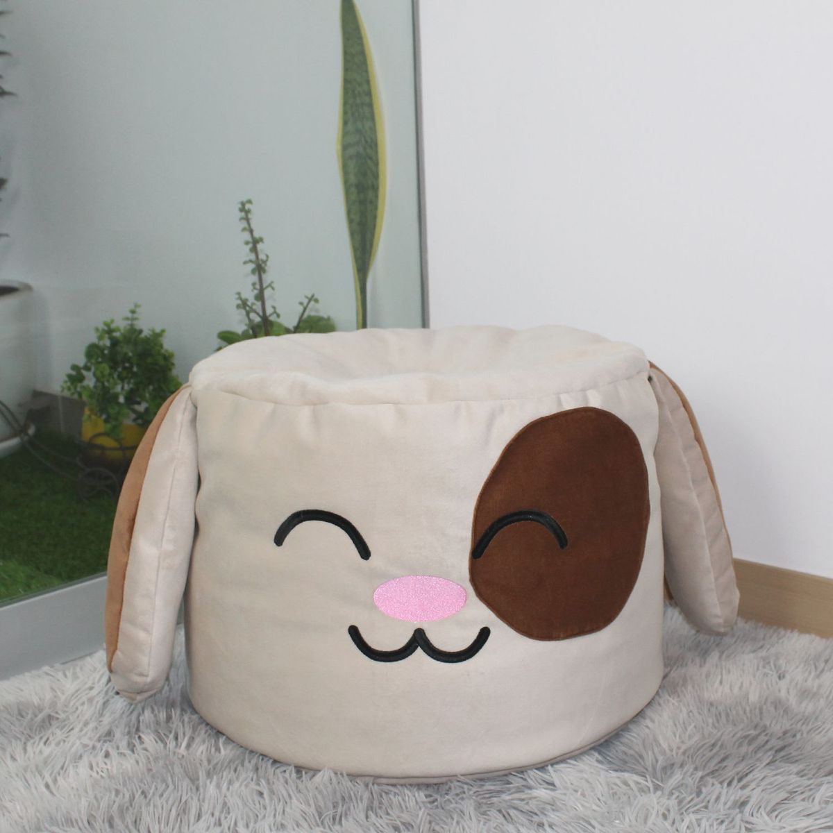 TACATACAPUFFS - Puff Terciopelo Puppy Crema