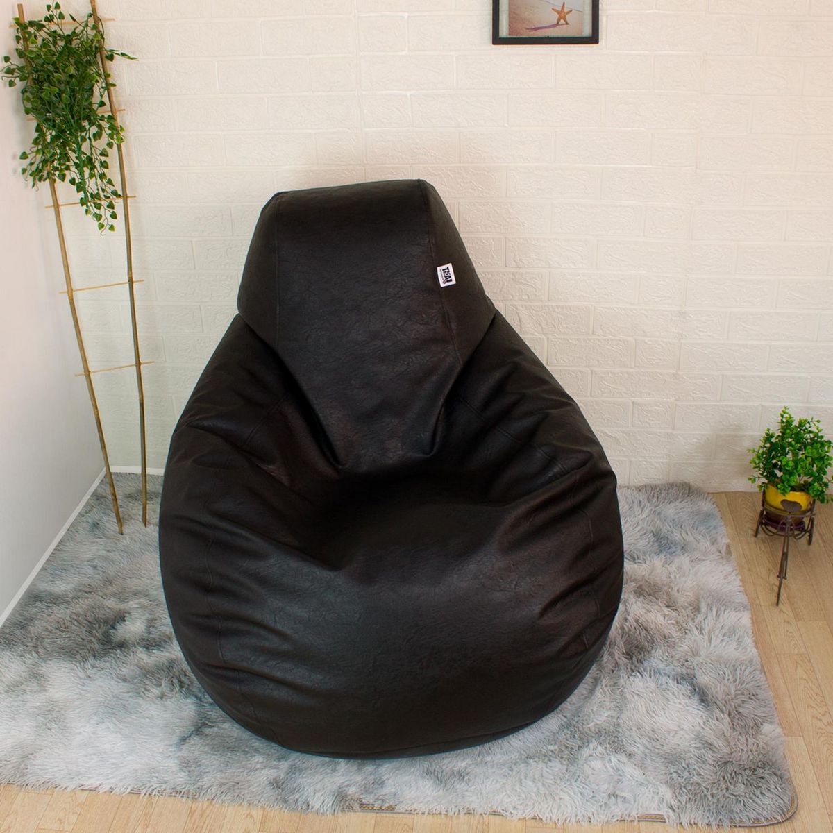 TACATACAPUFFS - Puff Grande Pera Cuerina Negro