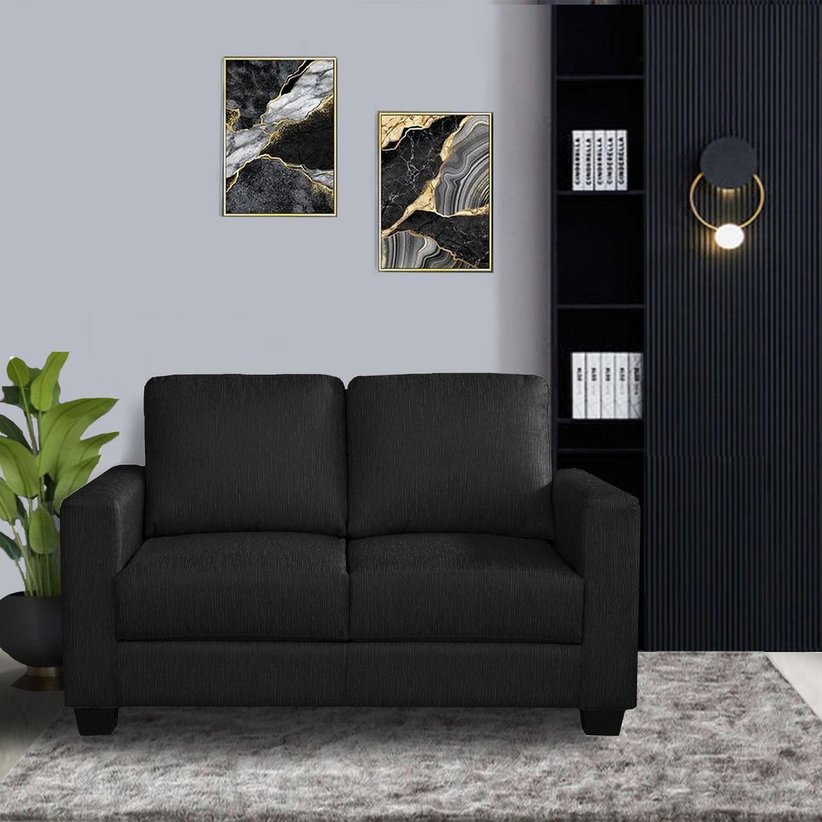 CASA BELLA - Sofá 2 Cuerpos Milán Negro