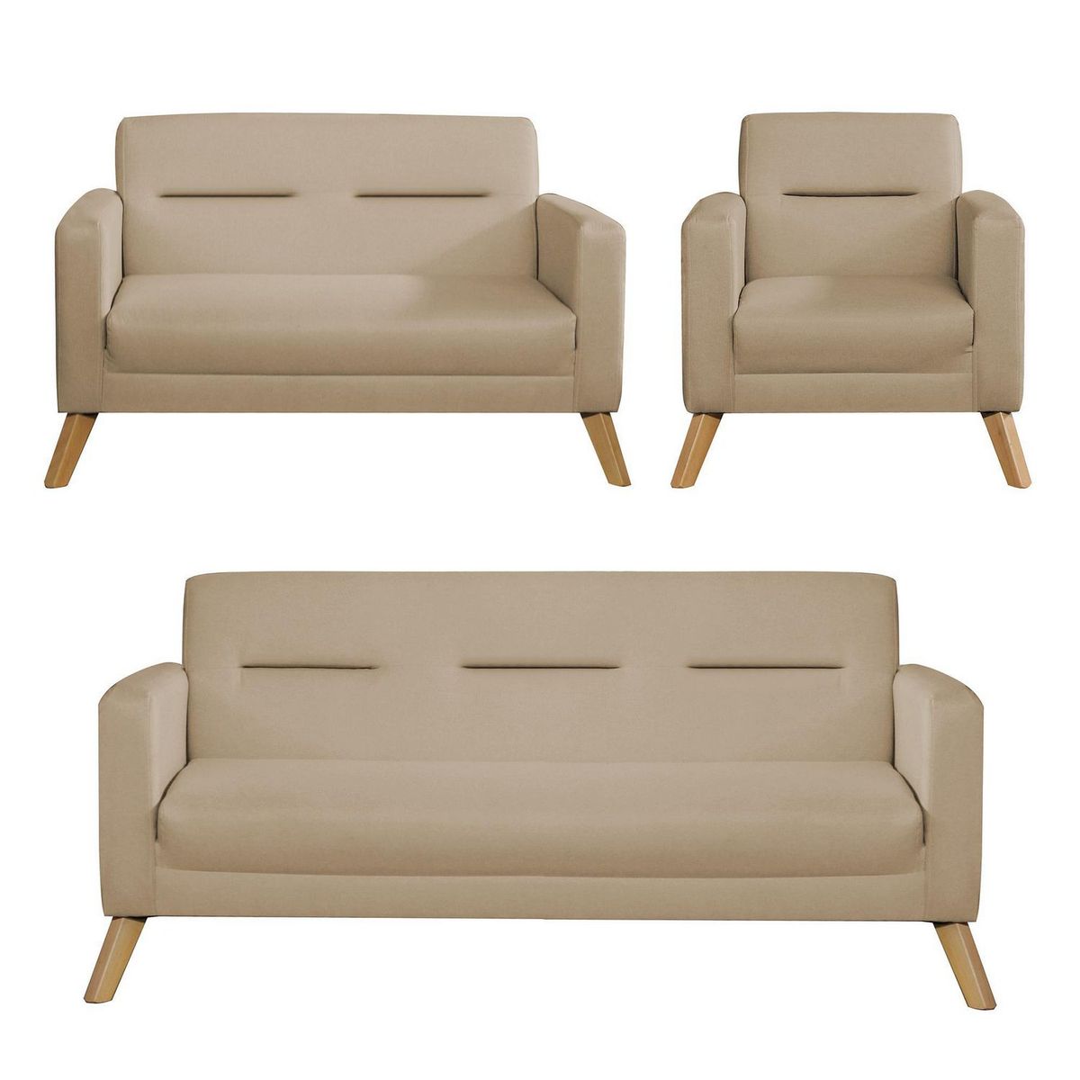 CASA BELLA - Juego de Sala 3-2-1 Cuerpos Bolzano Beige