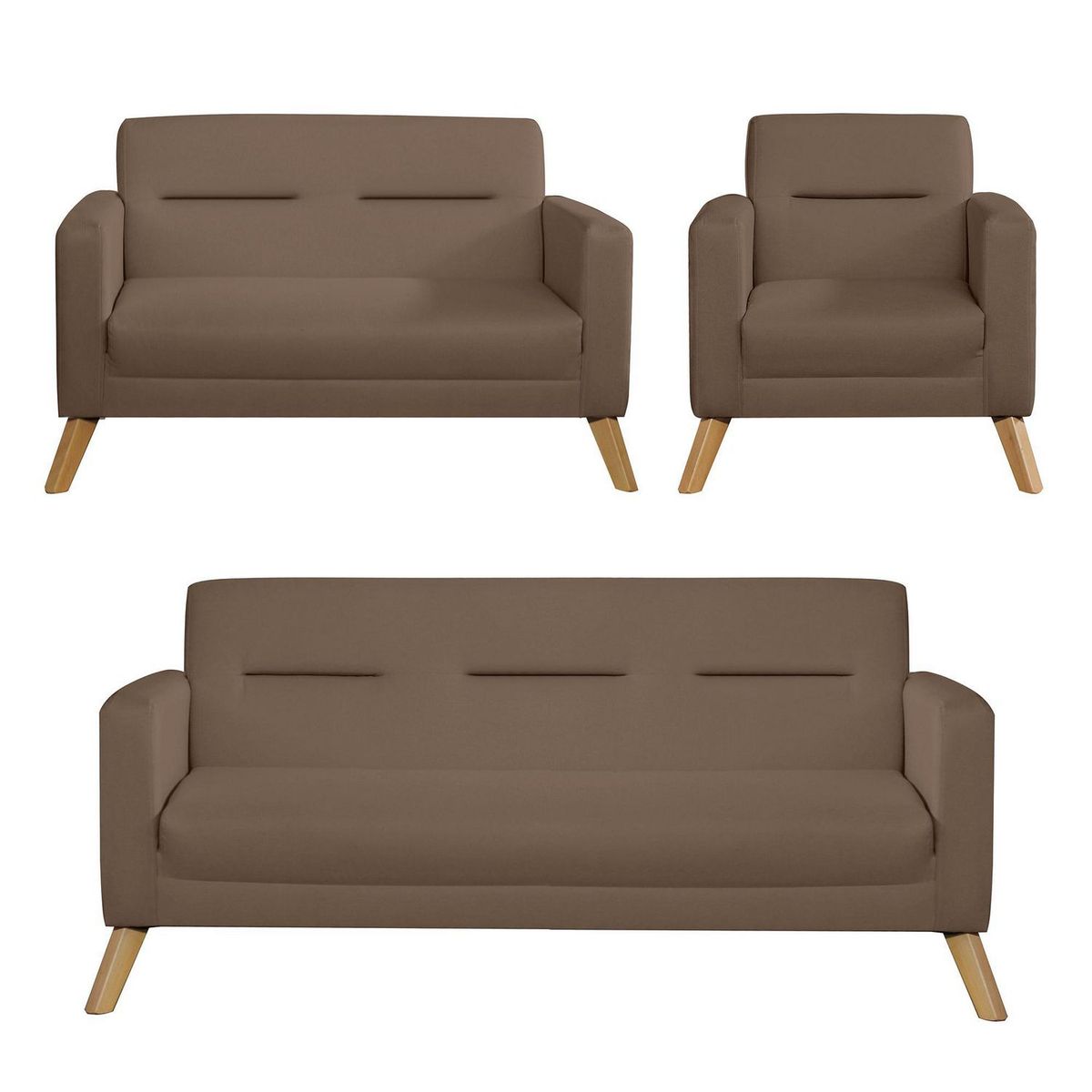 CASA BELLA - Juego de Sala 3-2-1 Cuerpos Bolzano Marrón