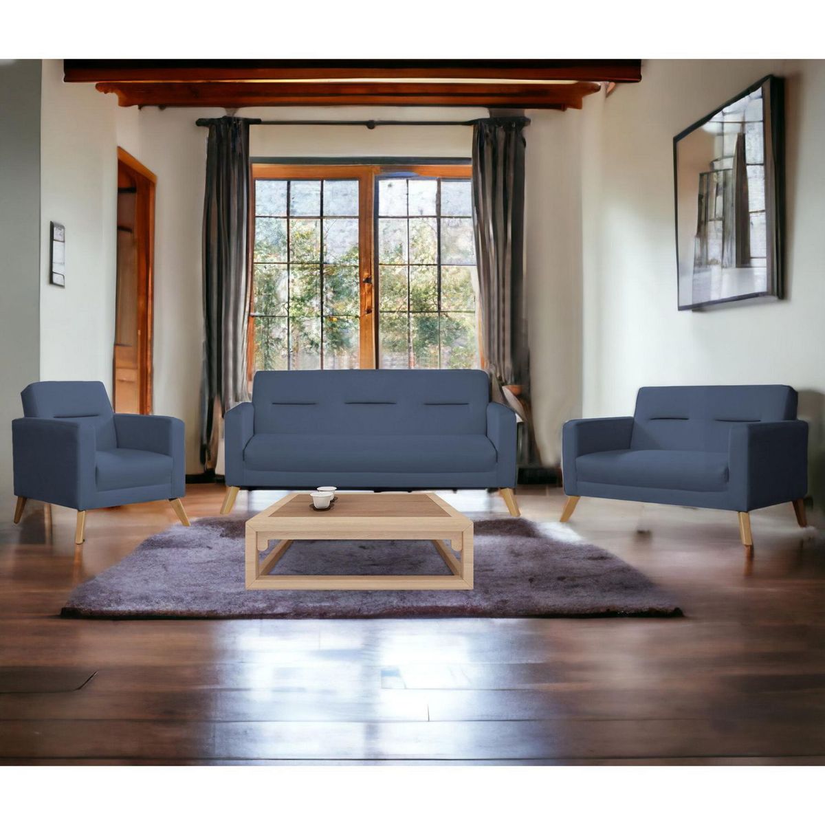 CASA BELLA - Juego de Sala 3-2-1 Cuerpos Bolzano Acero