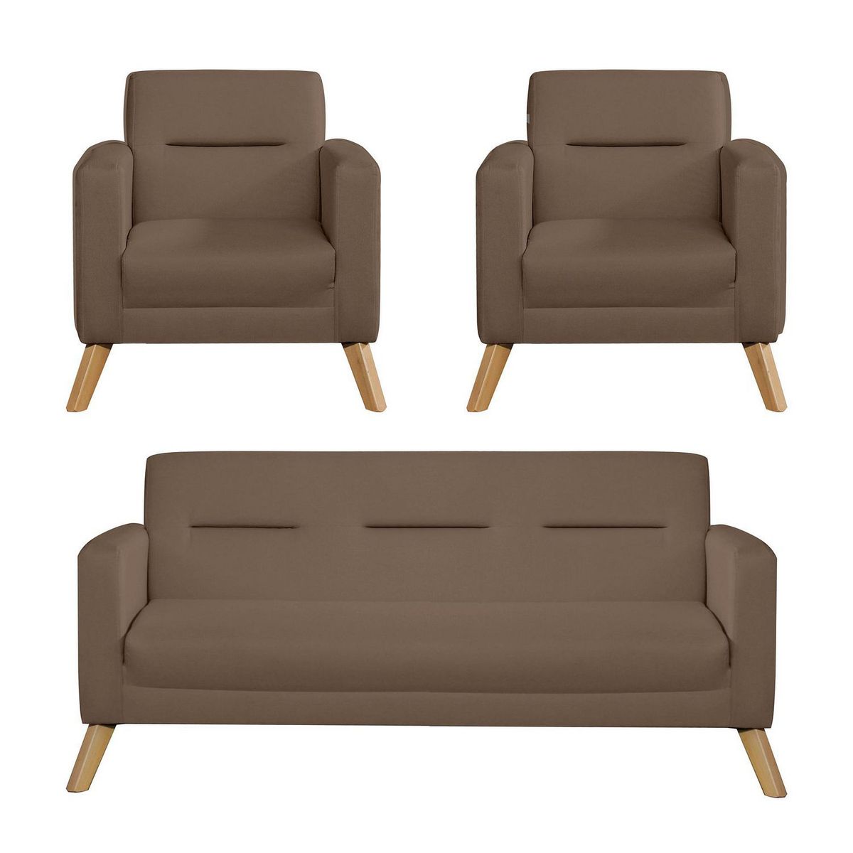 CASA BELLA - Juego de Sala 3-1-1 Cuerpos Bolzano Marrón