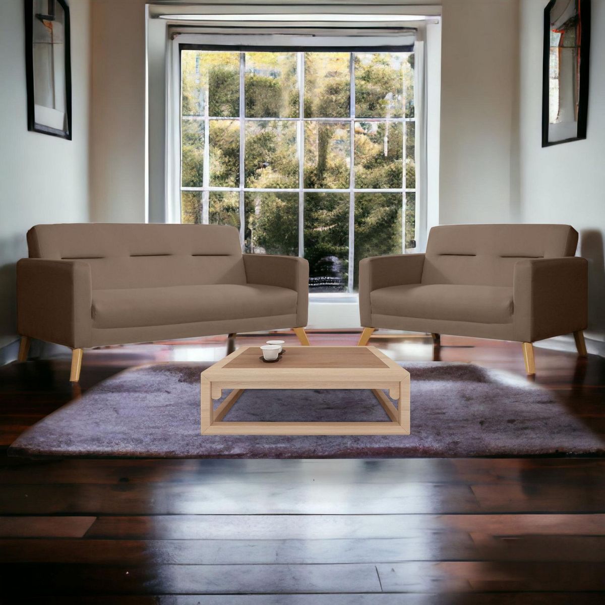 CASA BELLA - Juego de Sala 3-2 Bolzano Marrón